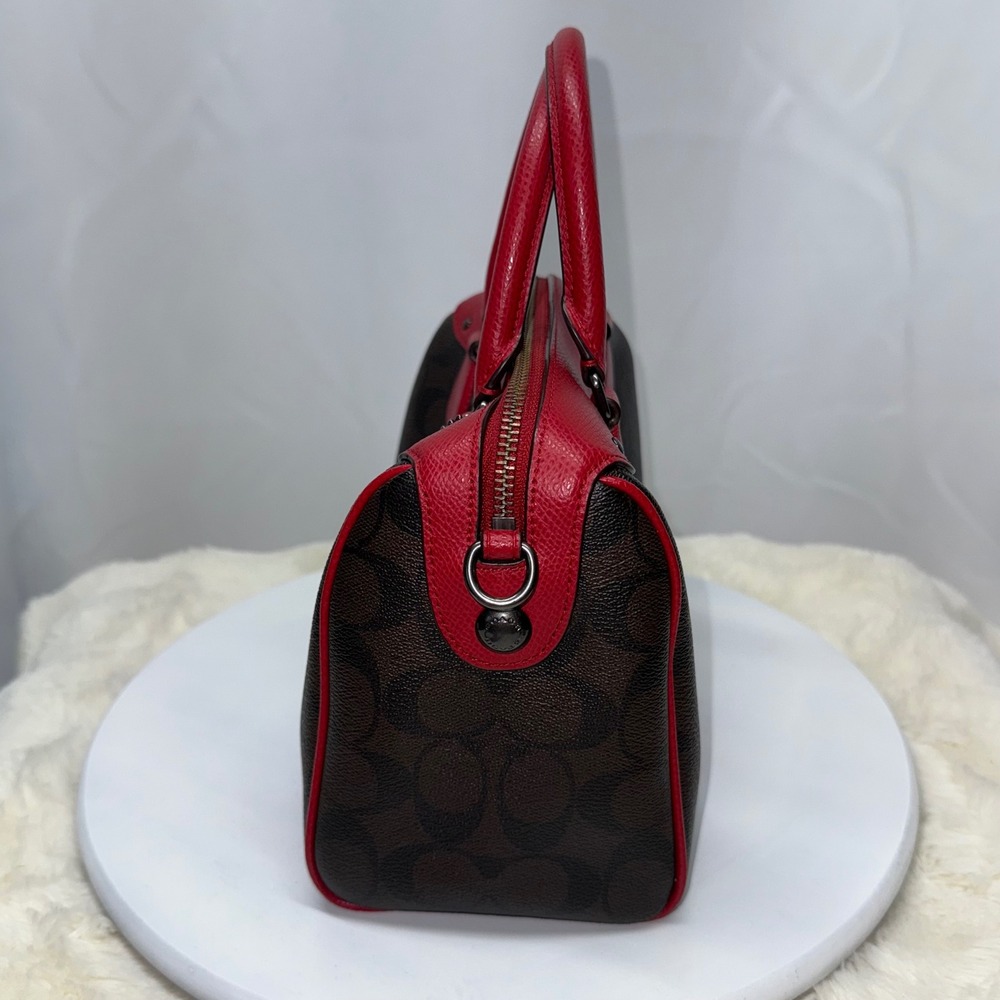 Coach Brown and Red Cherry Signature Satchel - Picture 5 of 13